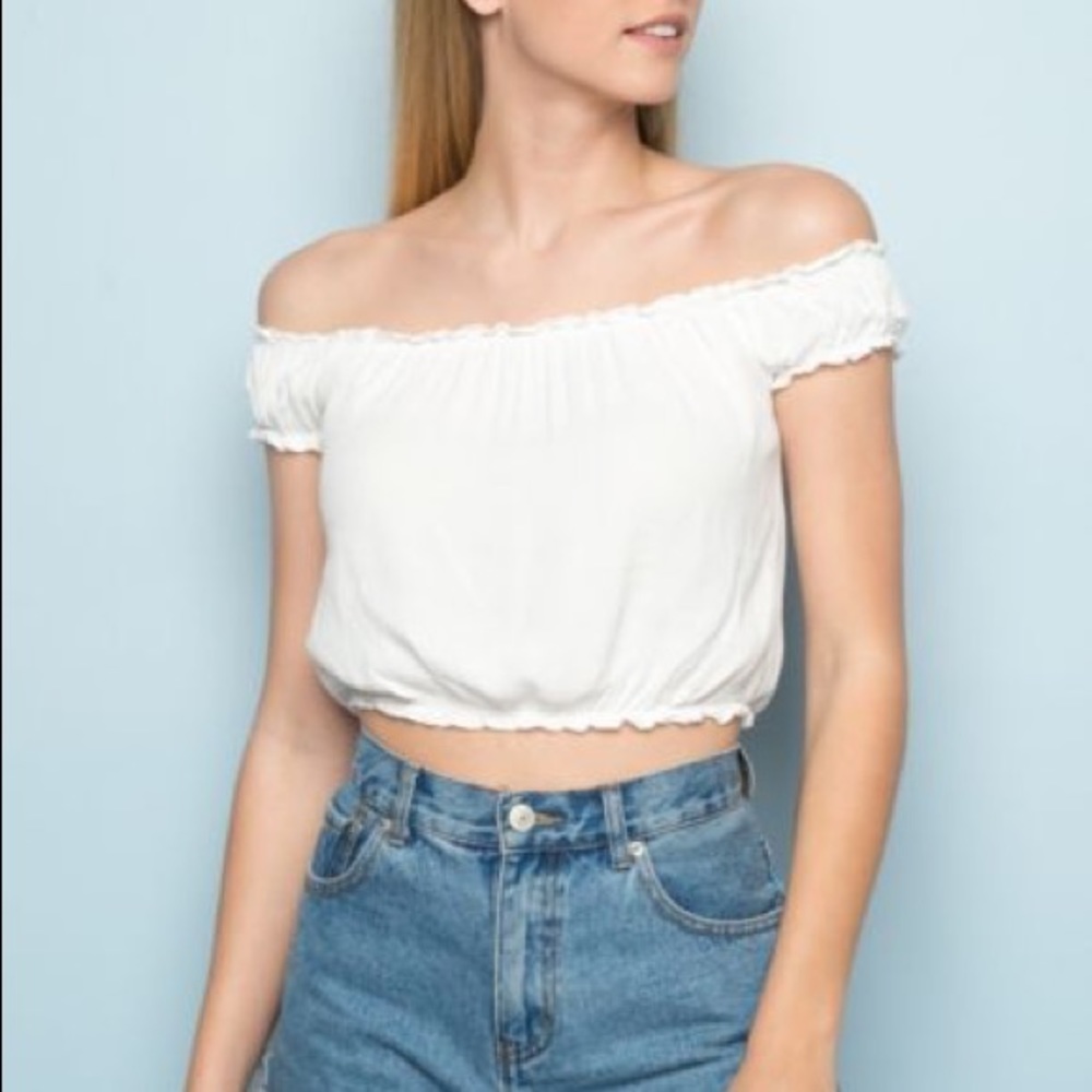 White off the shoulder Brandy Melville shirt